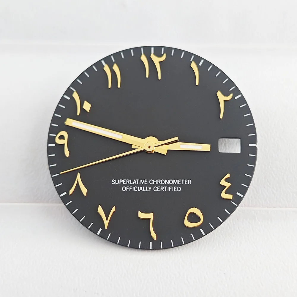 Мужские часы NH35, циферблат с арабскими цифрами, циферблат 28,5 мм для NH35, корпус с автоматическим механизмом, ремешок, аксессуары для часов