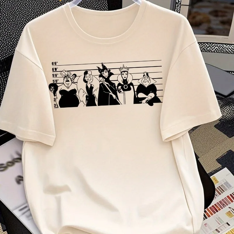 

Классическая мужская футболка Disney Villain с портретным принтом из чистого хлопка, новая летняя повседневная модная мужская и женская уличная одежда