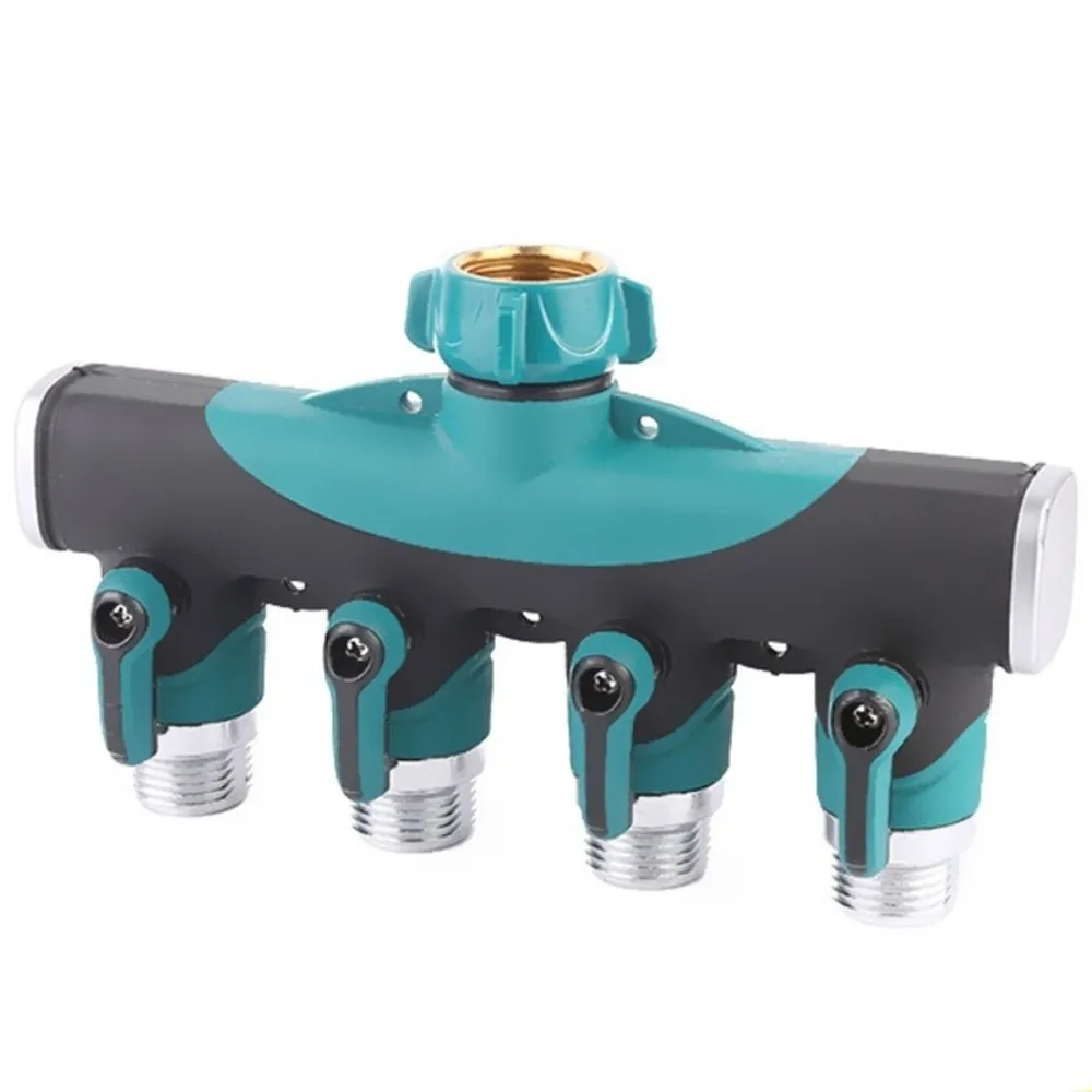 3/4 Inch 4 Way Hose Connector Splitter Zinc Alloy Adjustable Water Tap Hose Splitter Distributor Corrosion Resistant