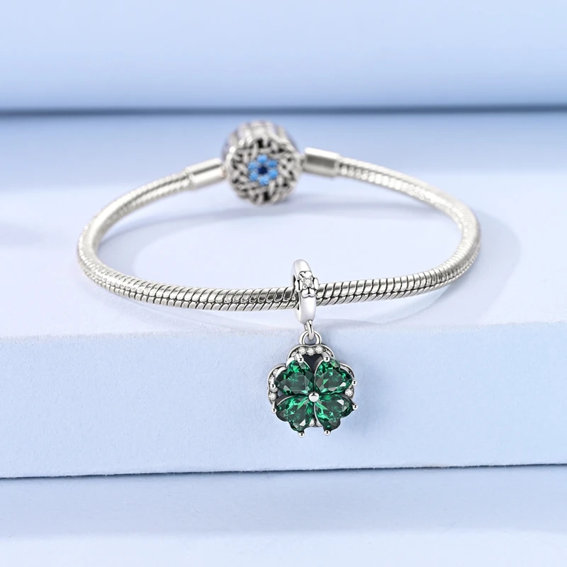 Hot Sales 925 Sterling Silver Rotating Windmill Clover Devil's Eye Charms Pendant Fit Original Bracelet DIY Women Jewelry Gifts
