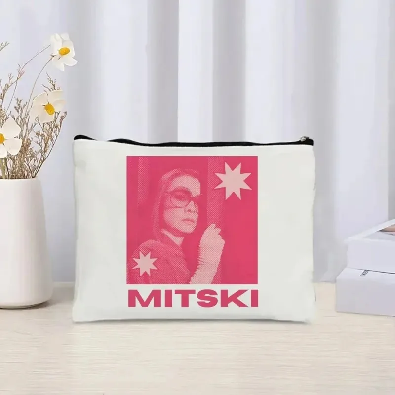 Fashion Summer Vacation Style Mitski Pattern Eco-friendly Versatile Tote Handbag with Clutch Zipper Makeup Pouch for Women