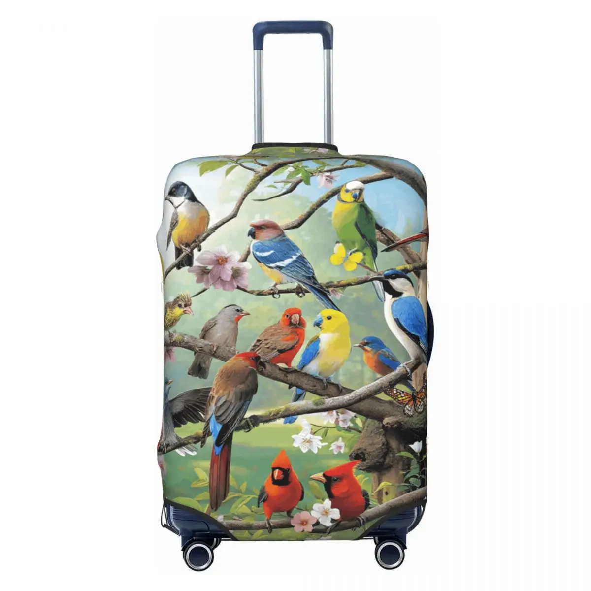Spring Multi Songbirds Cherry Blossom Butterfly Suitcase Cover Dust Proof Luggage Protective Covers for 18-32 inch