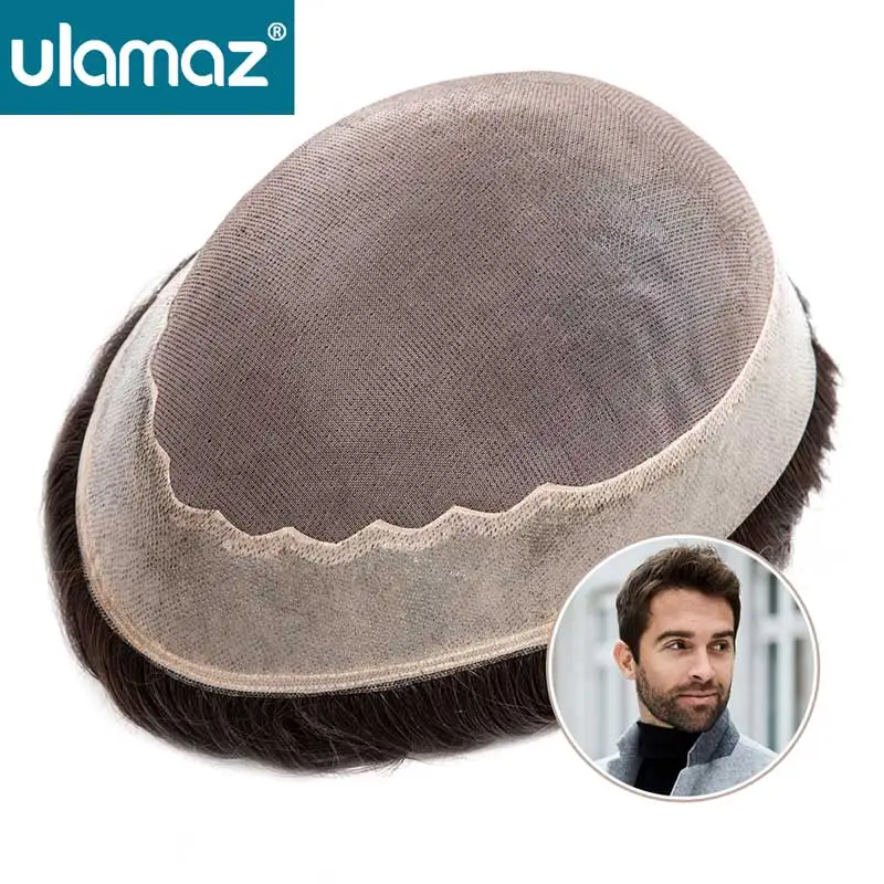 

Mono Soft PU Around Men's Capillary Prosthesis Double Knots Toupee Man Wig Human Hair Natural Hairpiece Male Hair System For Man