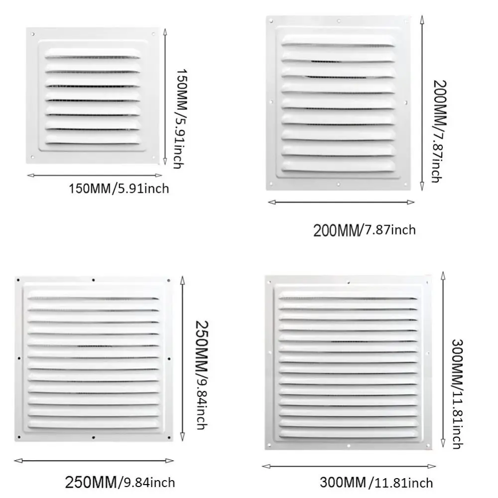 Aluminum Alloy Air Vent Grille Heating Cooling Vents Plate Exhaust Outlet Window Square Vent Air System Net Cover Screen Metal view 3