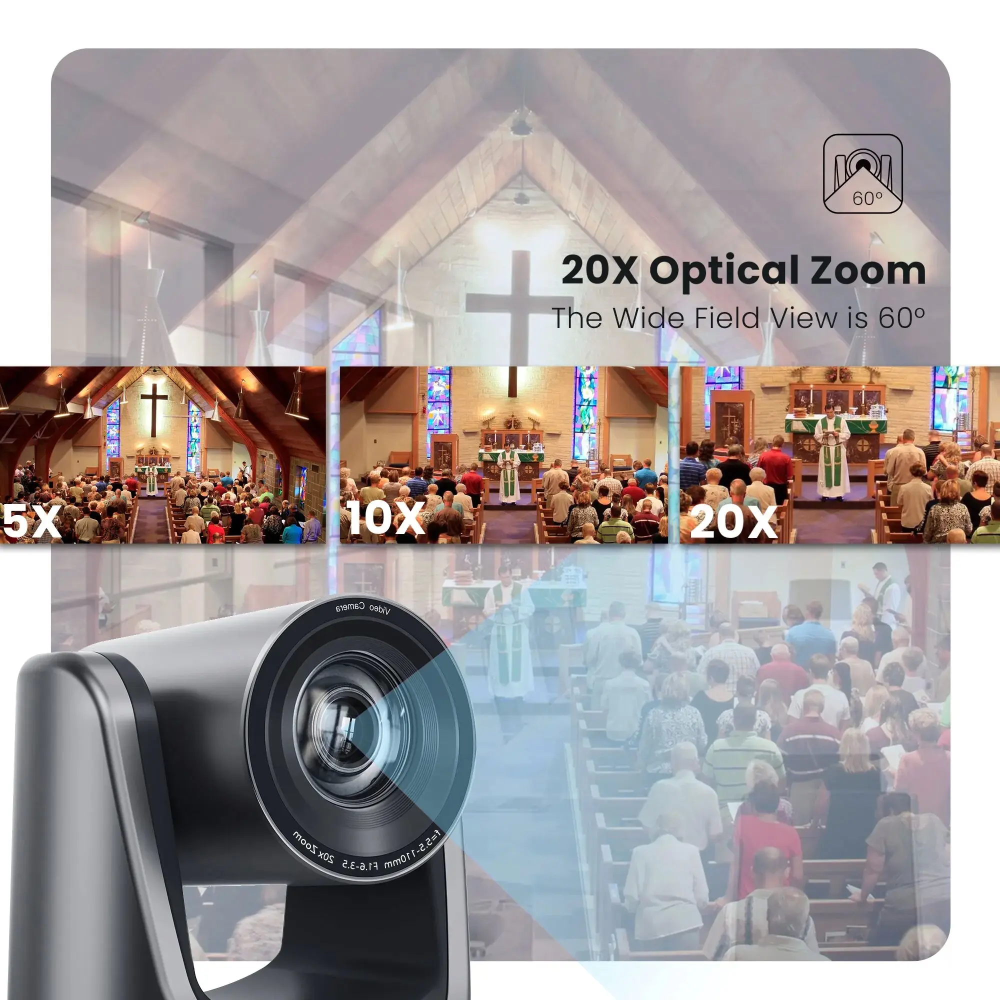 Factory Professional 1080P 20X USB Online TV Equipment PTZ Live Streaming Conference Video Camera for Medium and Large Rooms