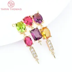 (6618) 1Piece 19x35MM 24K Gold Color Brass with Zircon Tassel Charms Pendants High Quality DIY Jewelry Making Findings Wholesale