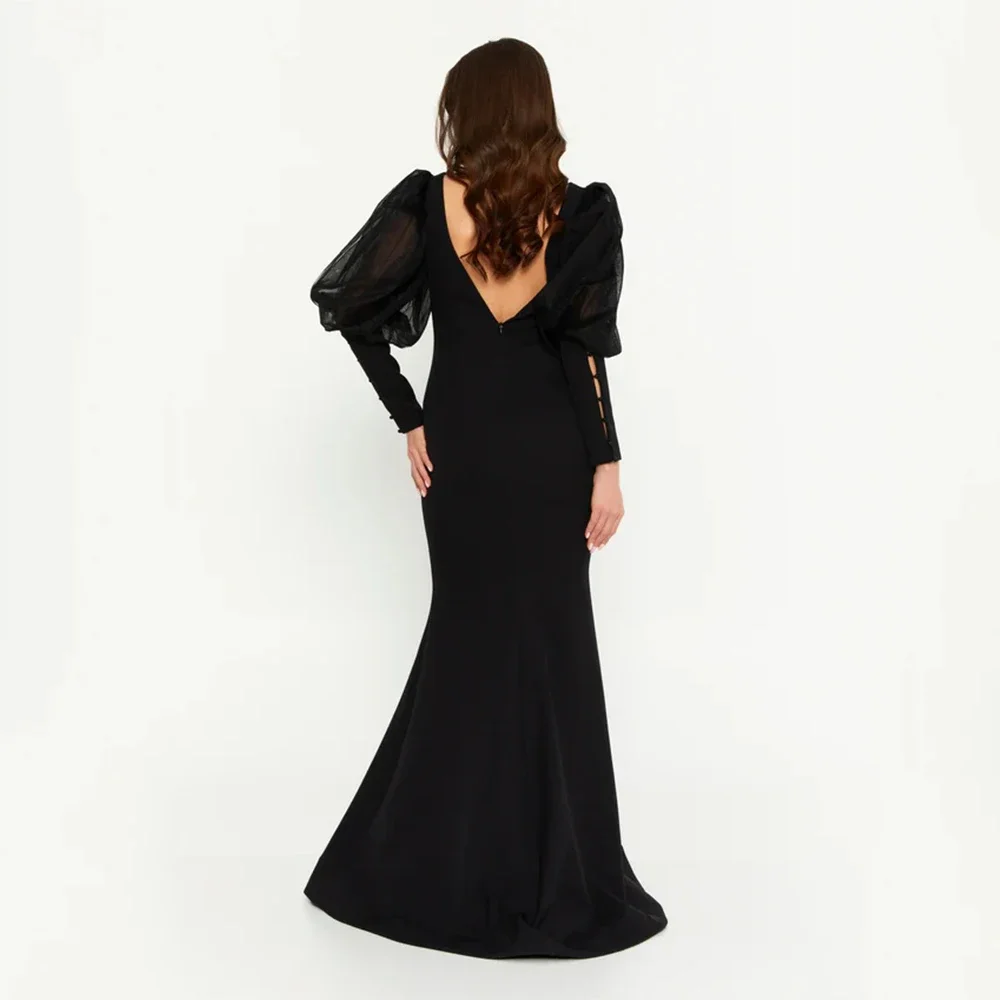 Vestido de Noche Clásico de Ensueño, Estilo Jersey, Largo hasta el Suelo, Escote en V, Espalda Descubierta, Vestido de Graduación, Estilo Sirena, Vestidos de Fiesta Personalizados