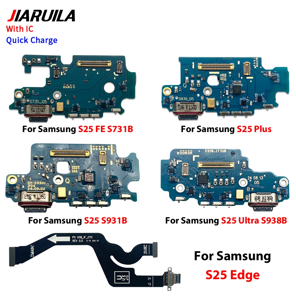 USB Charging Port Plug Socket Connector Charge Board Flex Cable For Samsung S25 Edge S25 Fe S731B S25 Plus S26 S24 Ultra S938B