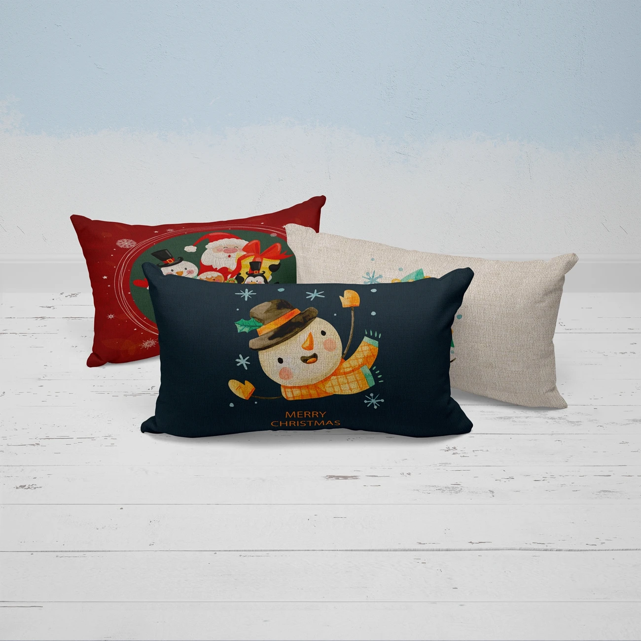 Merry Christmas Decorative Pillow Cover Xmas Tree Santa Claus Snowman, Green Pillowcase, Red, White, Home Decor, New Year, 2022