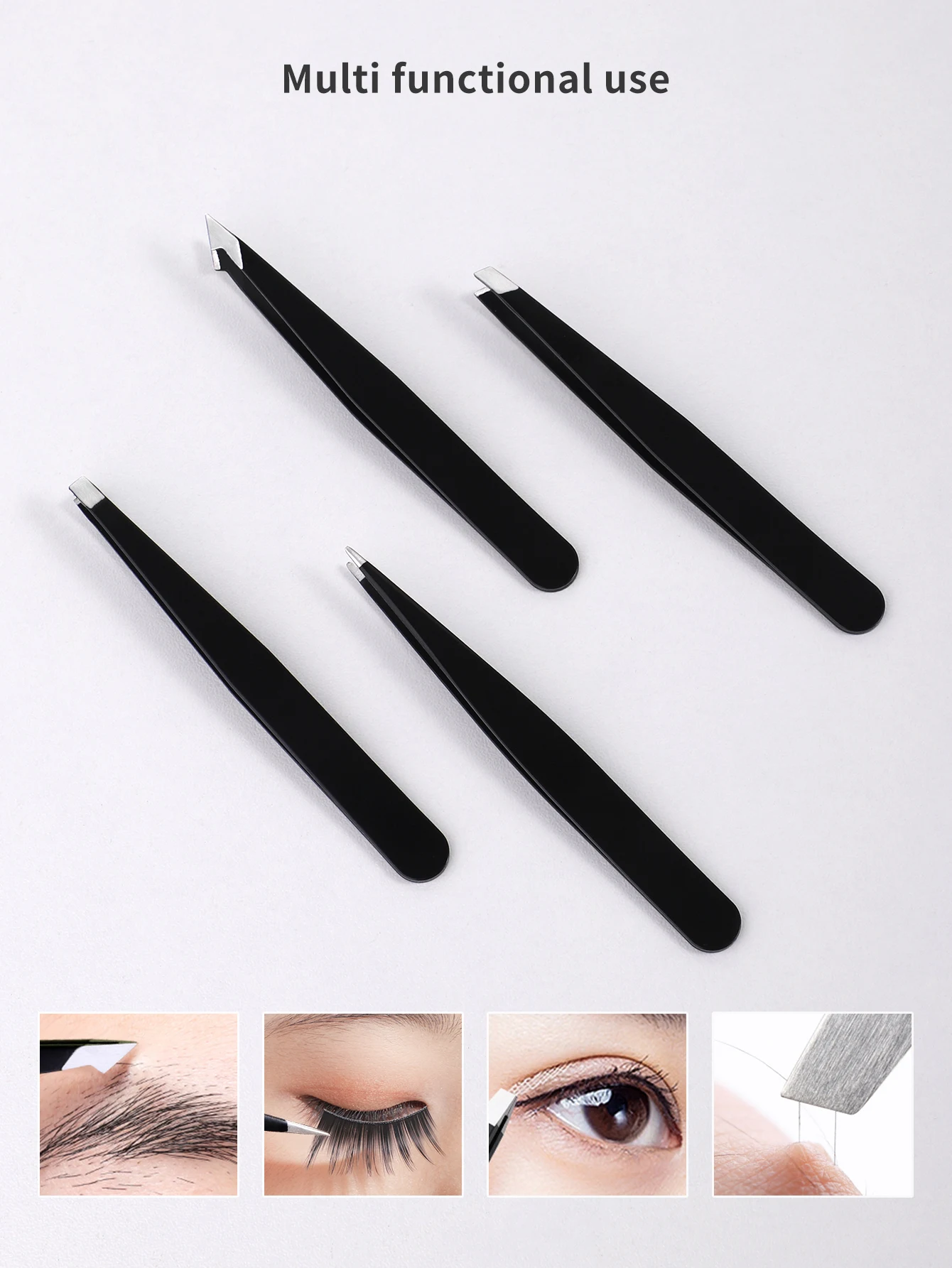 2/3/4個の眉毛クリップセット、眉毛とひげの除去に使用され、平らな口、斜めの口、尖った口、フックがあります。