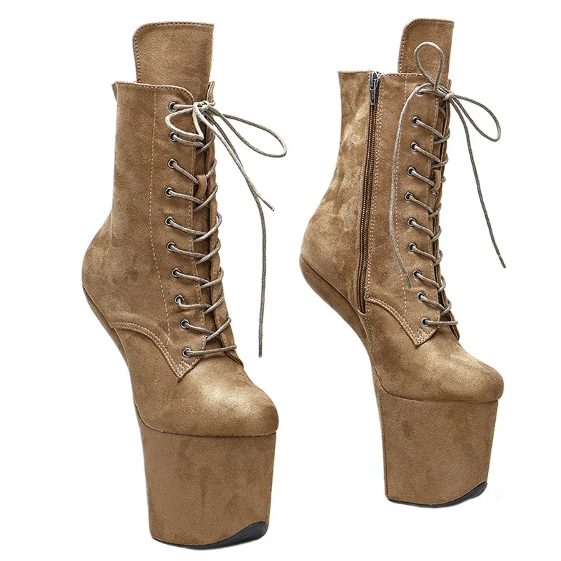 Leecabe heelless style Suede Trendy fashion Platform  Ankle Boots Exotic stripper pole dance shoes