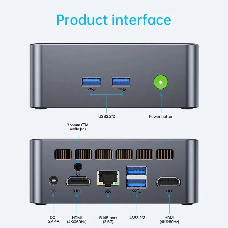 GMKtec-G1 Mini PC Computador Desktop, Windows 11 Pro, Lago Alder, N95, Intel 12th, DDR4, 8GB de RAM, 512GB ROM, BT5.2, WiFi 6, Mini PC Trabalho