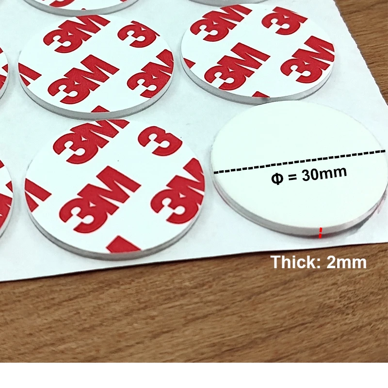 30circles/sheet, with 3M Double Sided Adhesive Glue Tape Round EVA Foam Disc Pads, diameter=30mm, 2mm Thick White Adhesive Spong