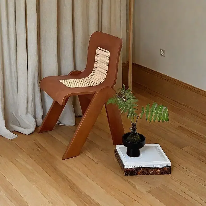 HOT French Style, Light Luxury, Chair, Solid Wood, Backrest, Dining Chair, Rattan, Home, Bedroom, Living Room, Stool