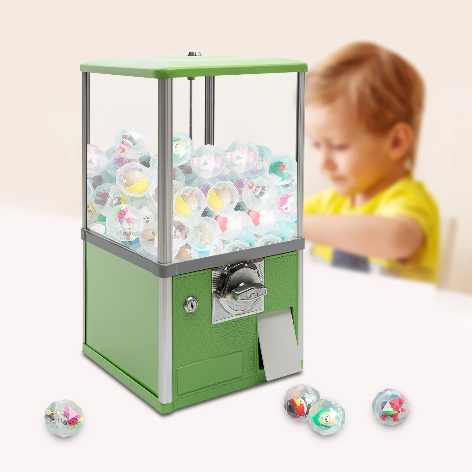 Coin Insert Large Capacity Capsule Vending Machine 25 Cents Commercial Kids Toy Dispenser Fit Twister Balls Mini Gumball Retail Equipment
