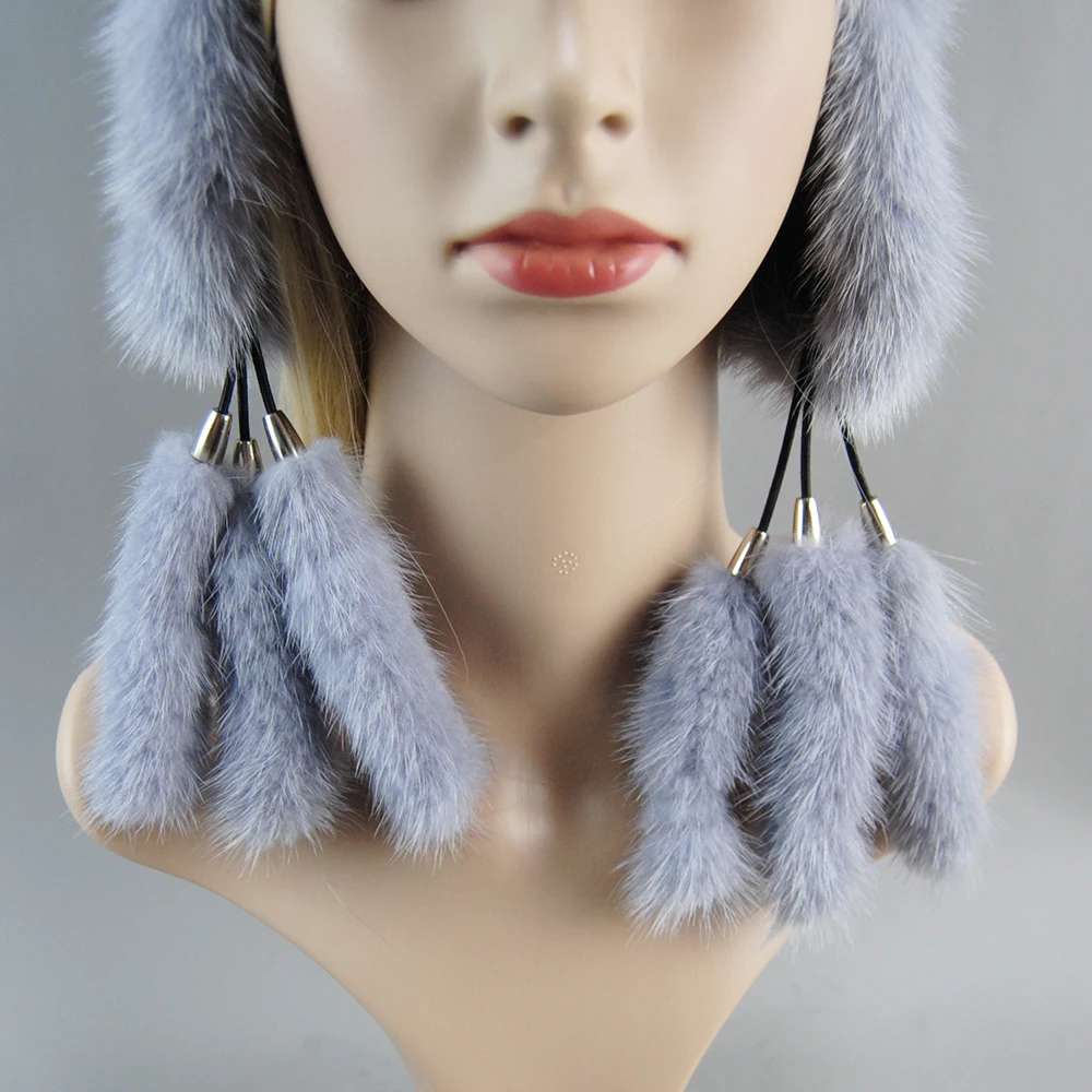 New Style Russia Winter Hats Women Genuine Natural Mink Fur Cap With Silver Fox Fur 2024 Ladies Fashion High-End Female Caps