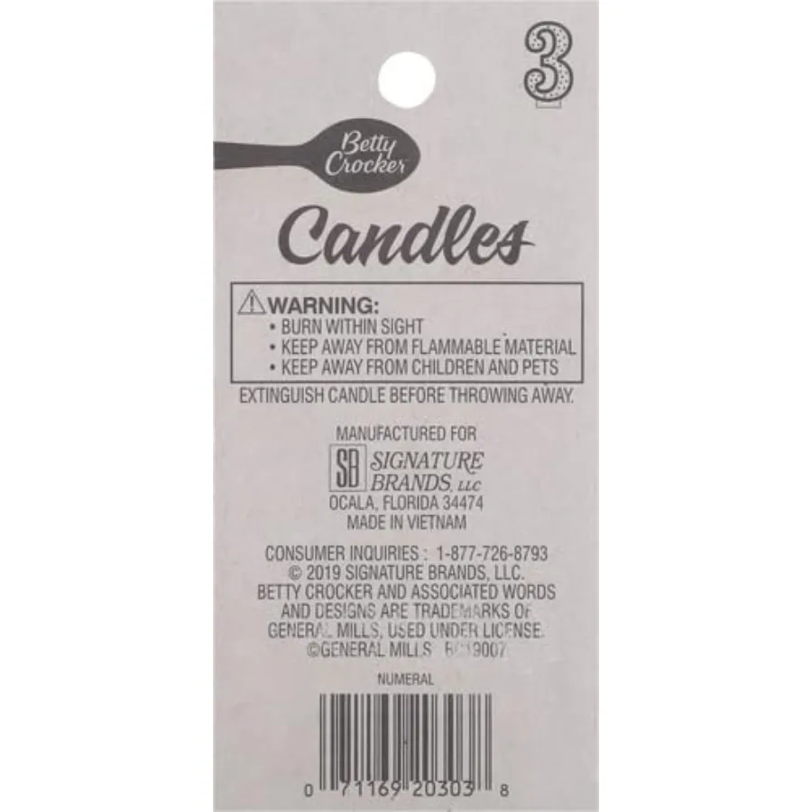 Candle Numeral 3 1 EA