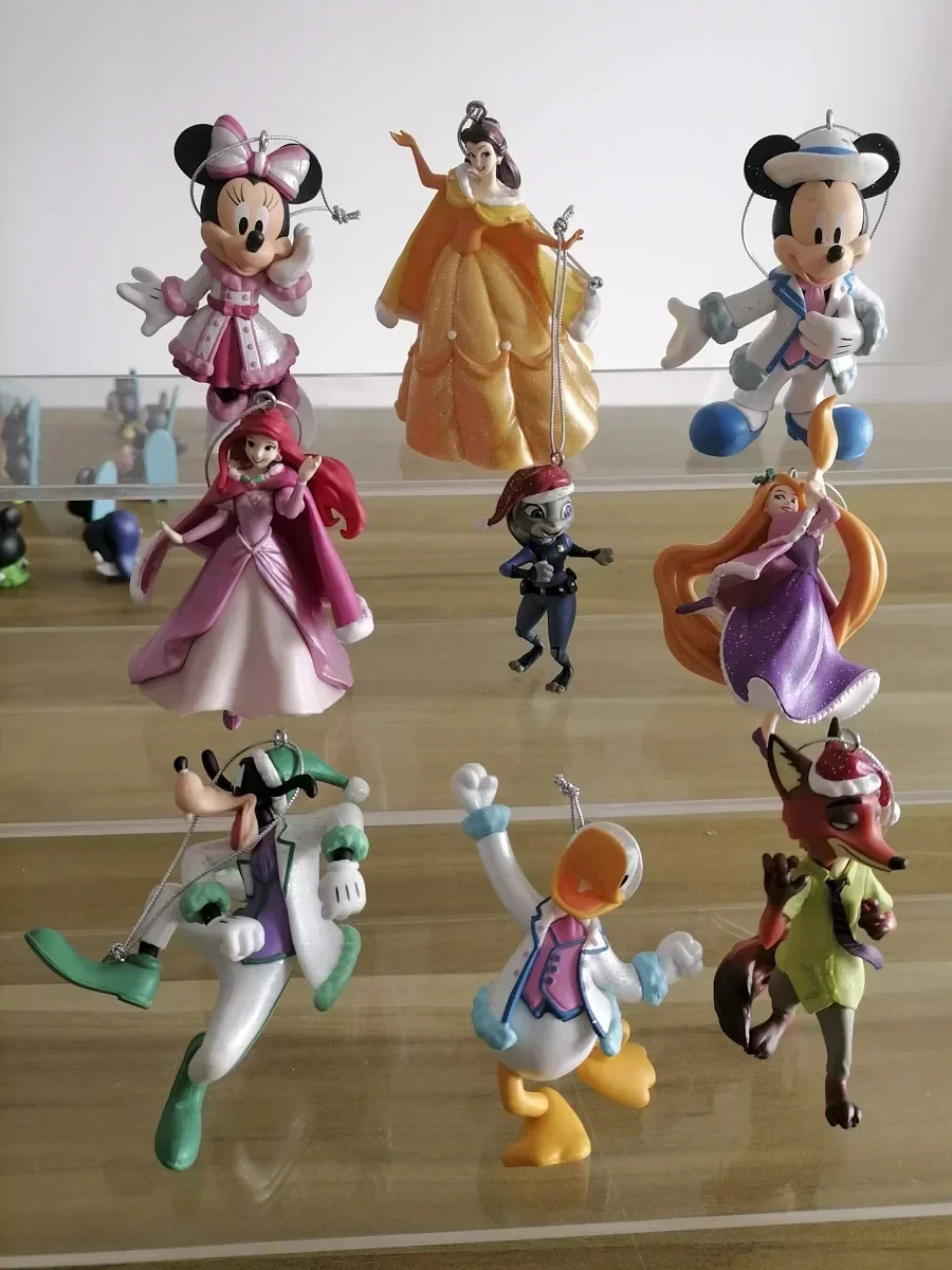 Disney Anime Figure Collection Mickey Minnie Mouse Donald Duck Zootopia Judy Tangled Rapunzel Mermaid Pendants Kids Gifts