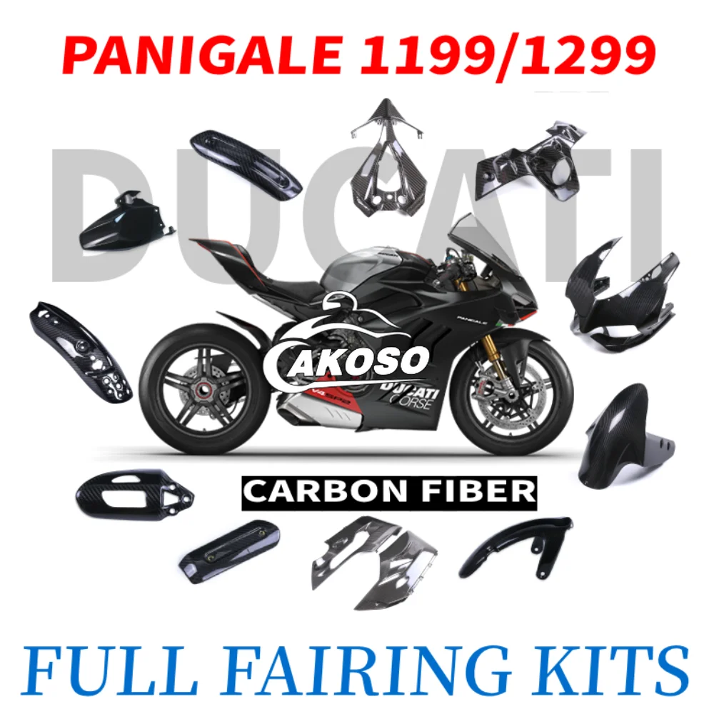 

For DUCATI Panigale 1199 1299 Carbon Fiber Fairing Kits Modified Motorcycle Accessories Fenders Panels Exhaust Wingle