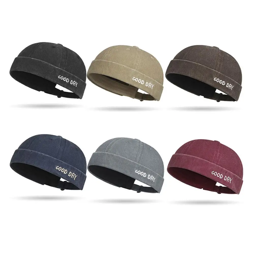 Bordado impresso senhorio chapéu lavado denim melão pele boné masculino feminino moda ajustável rua sem aba gorro chapéu