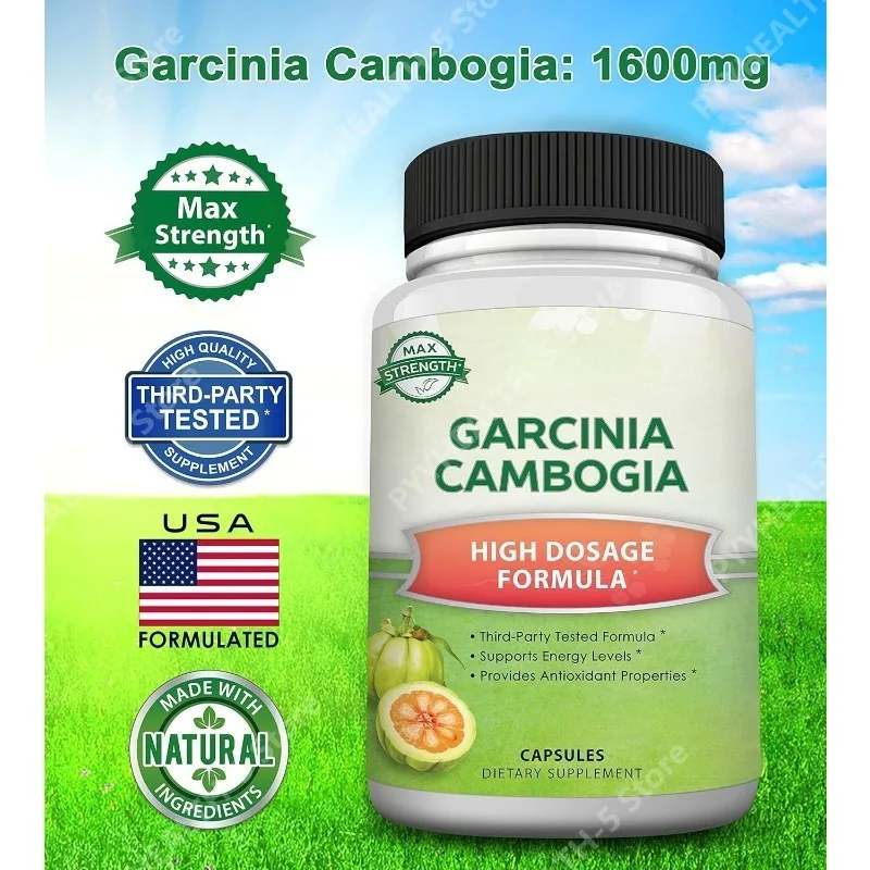 Garcinia Cambogia 1600mg 60 Capsules Natural Pure Extract Pills for Brain Health Standardized Ultra HCA Supplement Alternative
