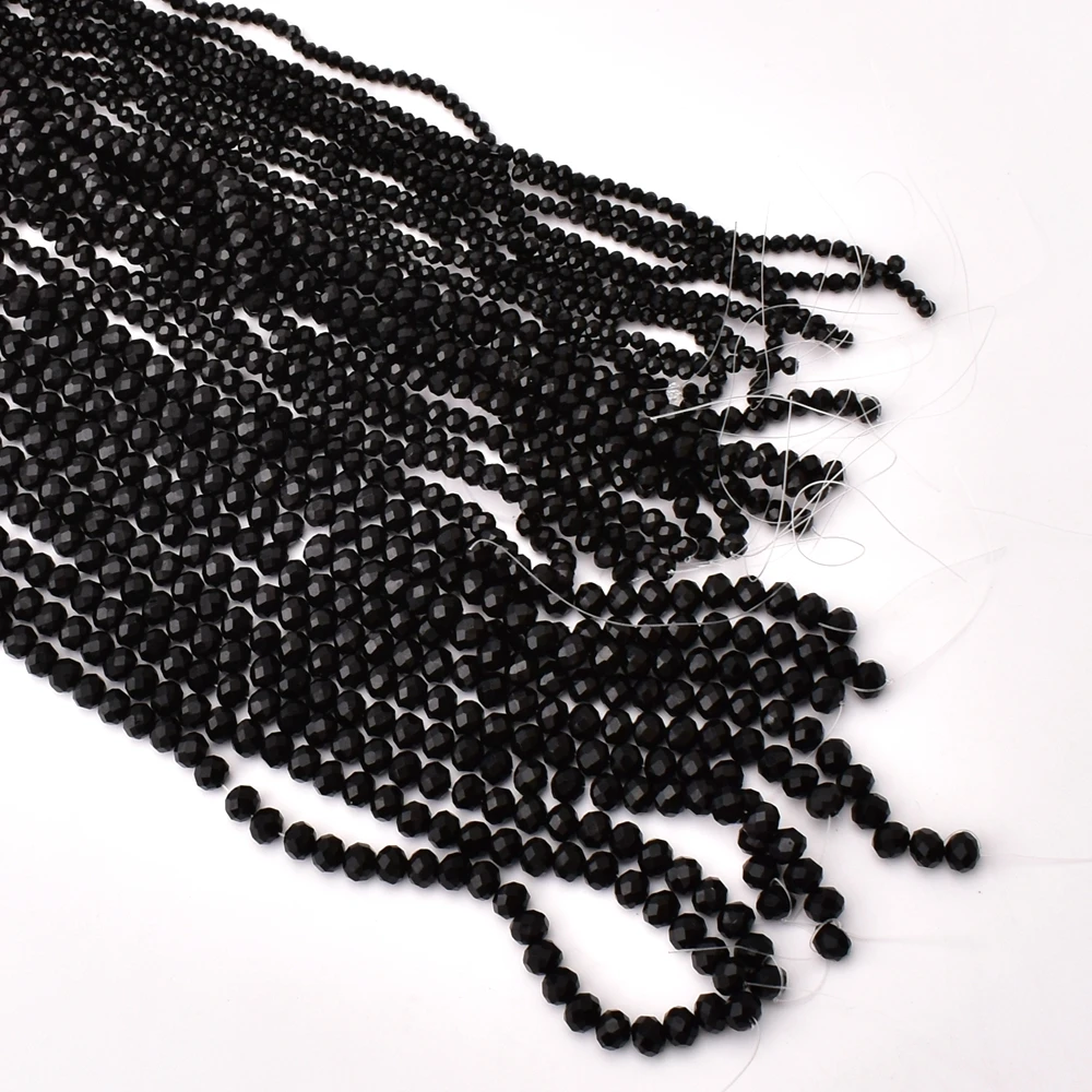 60-115pcs/string 4-8mm black cut glass bead crystal flat bead DIY accessories for jewelry making