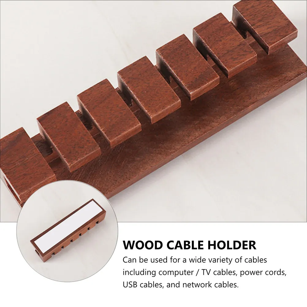 1Pcs Cable Organizer Clip Adhesive Strong Hold for Computer TV USB Network Cord Holder Natural Wood Cable Management