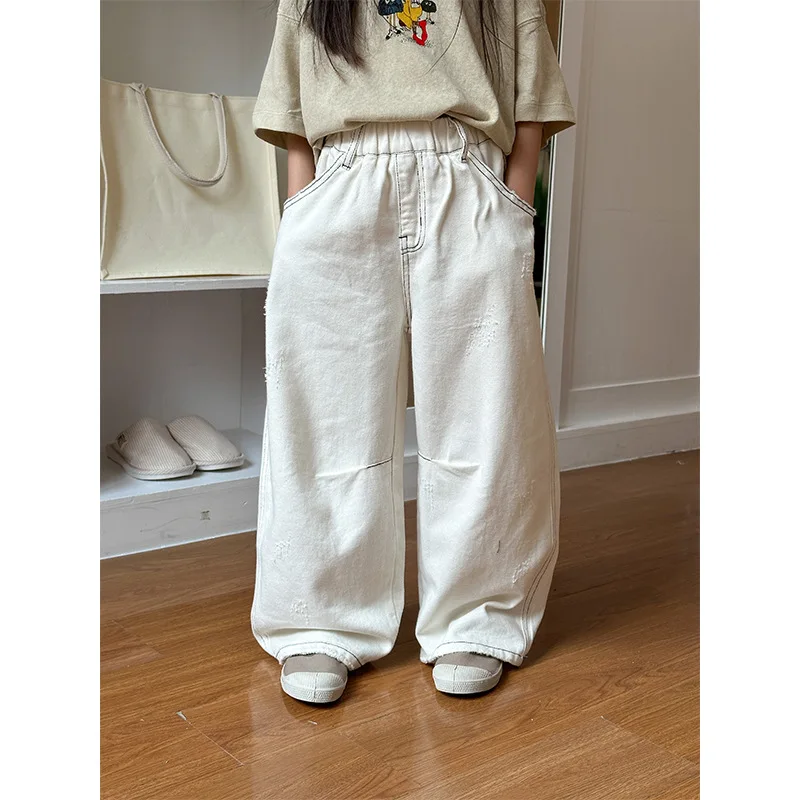 Children Clothing Kids Casual Pants 2024 Spring New Fashionable Korean Style Casual Pants for Boys and Girls Straight Leg Pants