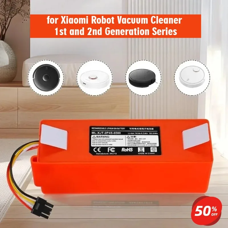 

14.4v Roborock S50 battery BRR-2P4S-5200S BRR-2P4S-5200D for Xiaomi Robot Roborock S50 S51 S55 T60 Accessory Spare