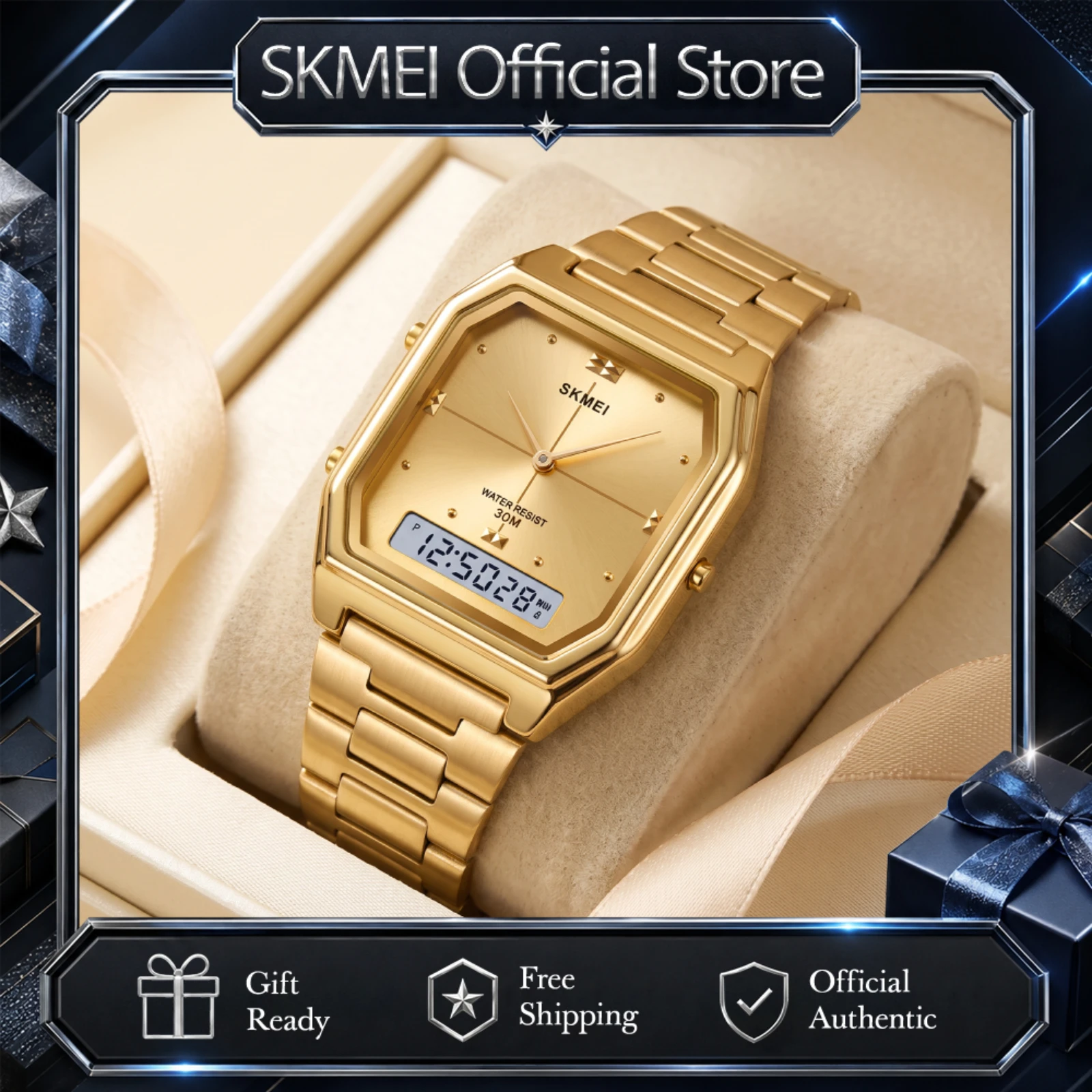 SKMEI Fashion Sport 3Time Chrono Digital Electronic Wristwatch For Men Women Double Display Waterproof Chrono Watch Reloj Hombre