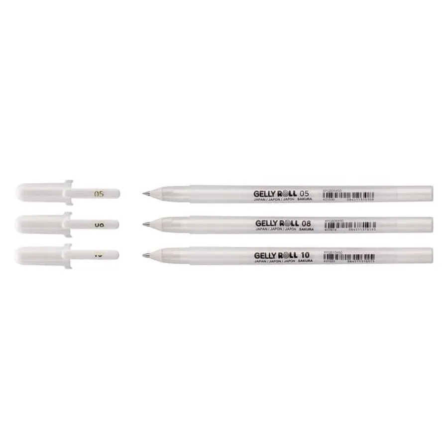 Gelly Roll Basic White Gel Pen Set of 3, Assorted Sizes Opaque Pens for Highlights, Drawing and Crafts