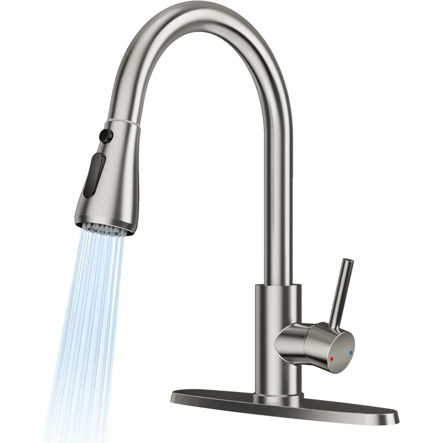 

Kitchen Faucet with Pull Down Sprayer, High Arc Stainless Steel Single Handle Sink Faucet, Brushed Nickel for Farmhouse Laundry