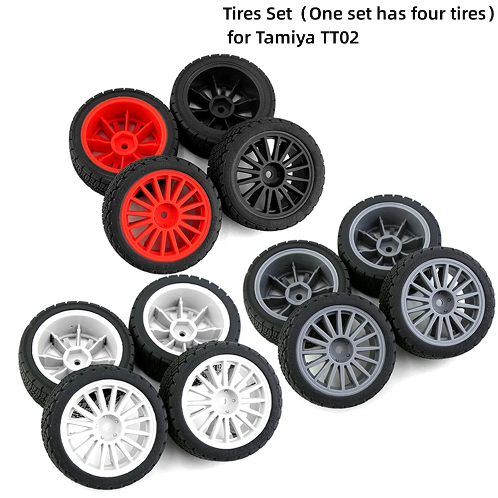 Tires Set for Tamiya TT02 1/10 WRC Flat Running Tire Toy Car Accessories