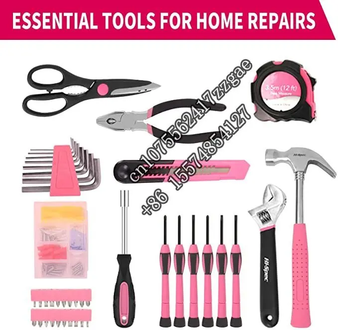 Custom Ladies Home Repair Hand Pink Tool Kit with Purple Bag