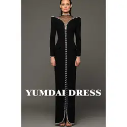 YUMDAI Black Elegant Mermaid Beaded Luxury Long Sleeve Jacket Evening Gown Women's Special Occasion 2024 Formal Performance Wear