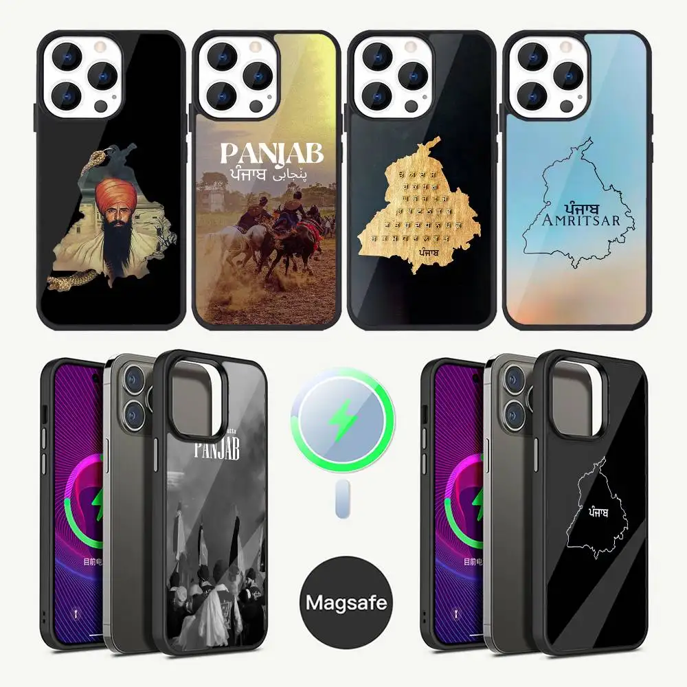 

Painting Punjab Map Phone Case For iPhone 16,15,14,13,12,11,Plus,Pro,Max Mini Magsafe Magnetic Wireless Charging