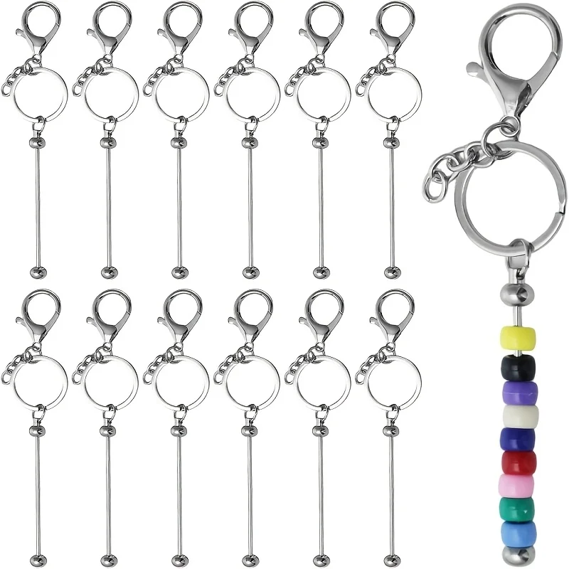 13pcs DIY Handmade Beadable Key Rings Key Chains Blank Keychain Bars Keychain Making Supplies Keychain Accessories