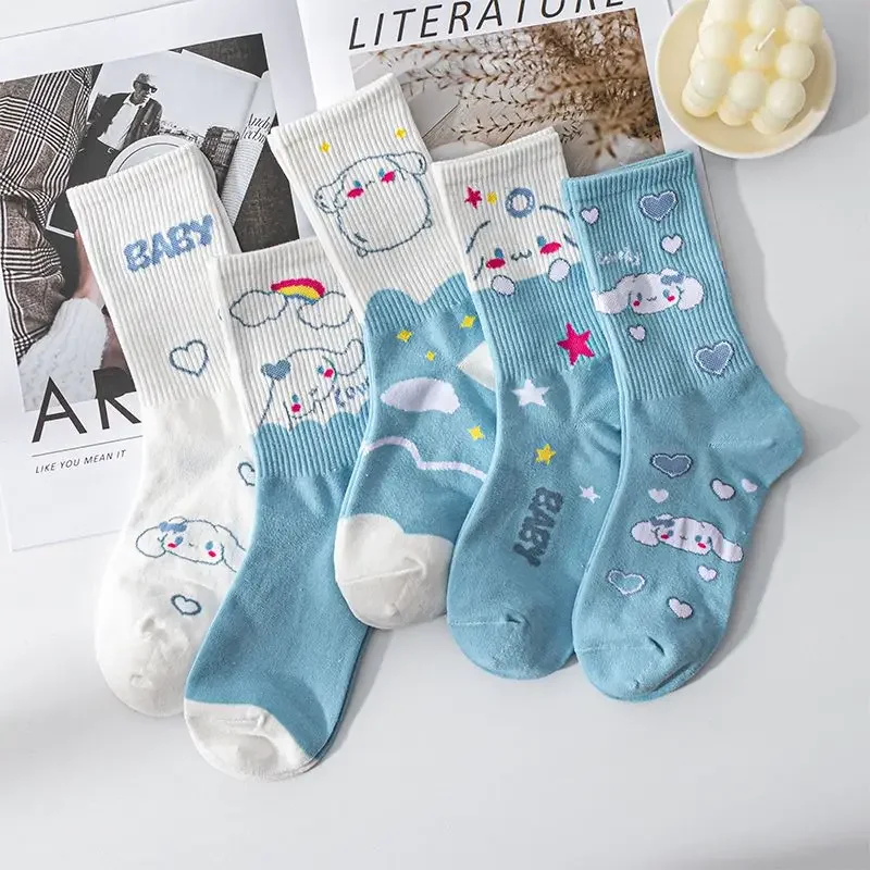 Sanrio Cinnamoroll My melody anime peripheral cute kawaii trendy Japanese blue girly style long mid-calf autumn and winter socks