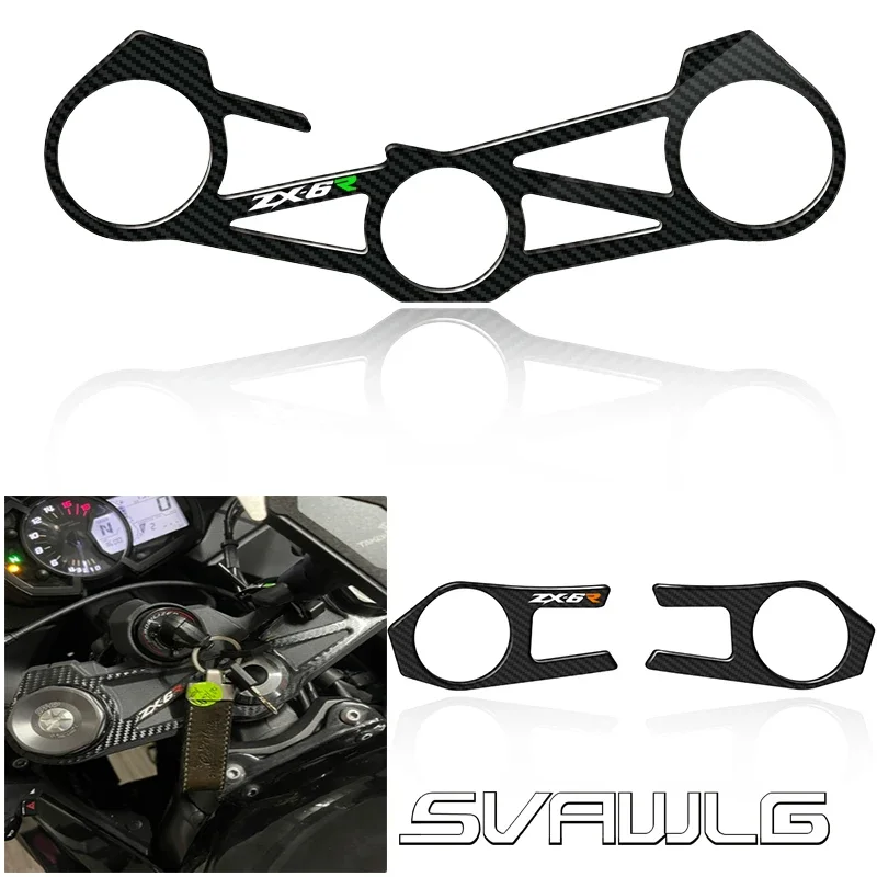 3D motorcycle Carbon-look Upper Triple Yoke Cover Protector Decal sticker Case for ZX6R ZX-6R ZX 636 2009-2016