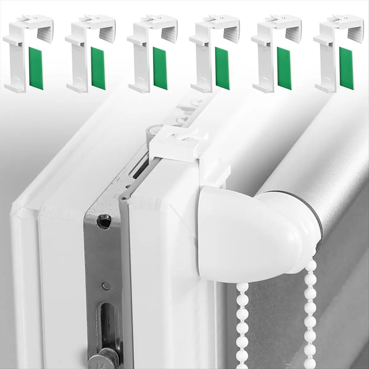 *A91P 20pcs Roller Blind Mounting Brackets Without Drill Set for Window Shade Curtain Rod Holder Adjustable Clamp Blind Clip