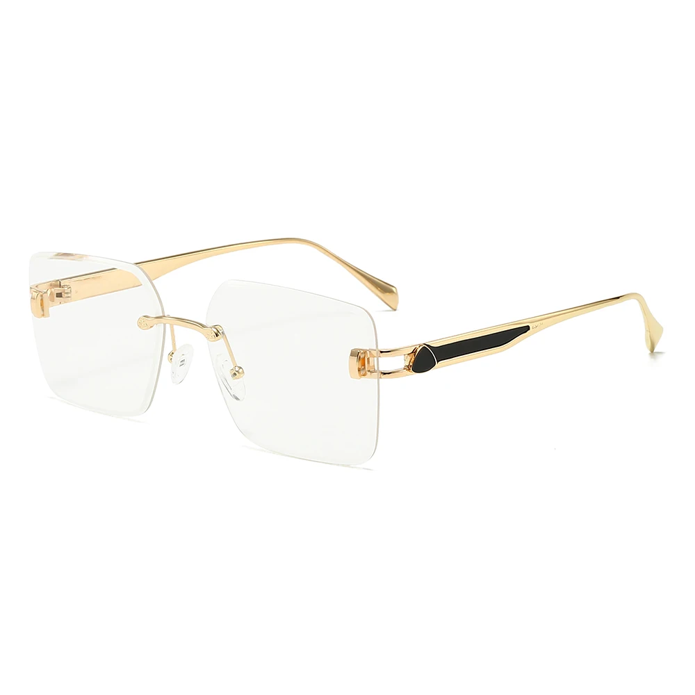 

High-end women's fashionable frameless glasses with metal legs, square lenses and gradient men's large-frame sunglasses uv400