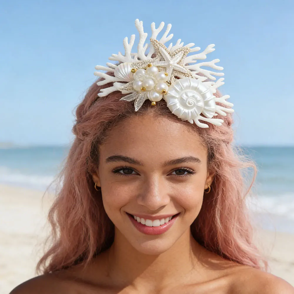 

Mermaid Ocean Hair Accessories with Starfish, Shell, Coral Elements for Party and Wedding Hair Clips