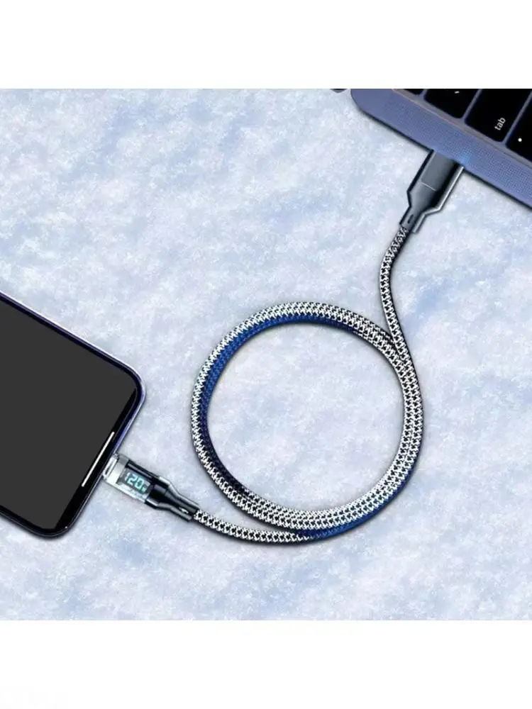 

D08B 120W USB to Type C Cable Phone Fast Charging Cable Data Cord With LED Display