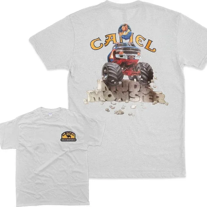 Neues 2026 Retro Auto Camel Zigaretten T-Shirt Vintage Baumwoll-Oberteil Kurzarm Lässige Streetwear Übergroße Kleidung für Damen und Herren