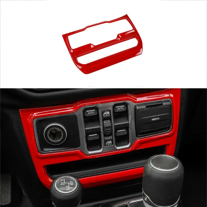 Car Red Central Console Window Control Panel Fit For Jeep Wrangler JL 2018-2020