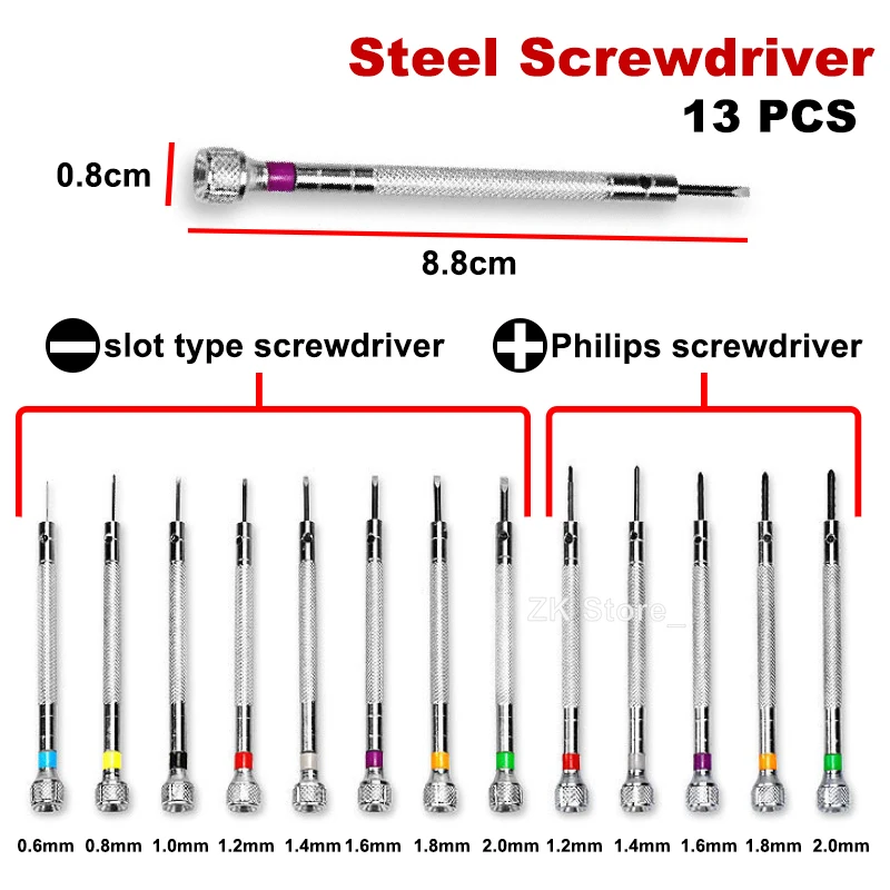 Precision Screwdriver Set 0.6-2.0mm High Hardness Steel Micro Cross Screwdriver Kit for Home Watch Screwdriver Set Repair Too