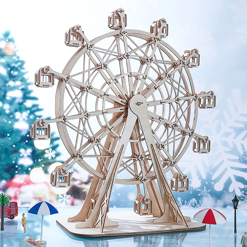 TEAMGREEN 3D Ferris Wheel Wooden Puzzle, Eco-friendly material, DIY Kit for Parent-Child Interaction.Home Decor & Romantic Gift