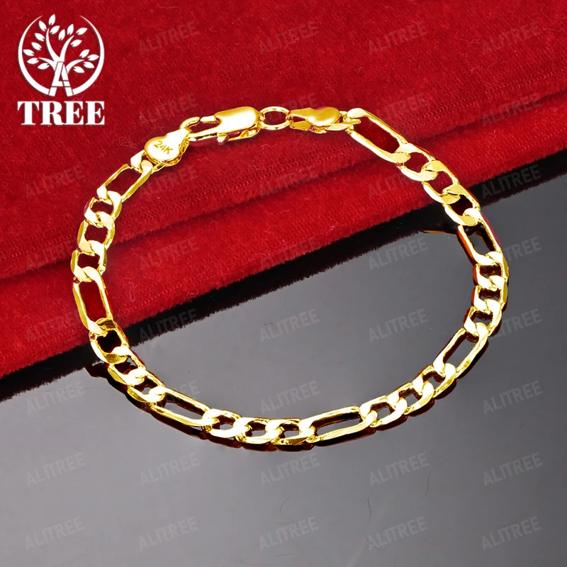 

Hot 18k Gold 6mm Geometric Bracelet Men And Women Engagement Wedding Party Gift Accessories Fashion Simple Trend Jewelry