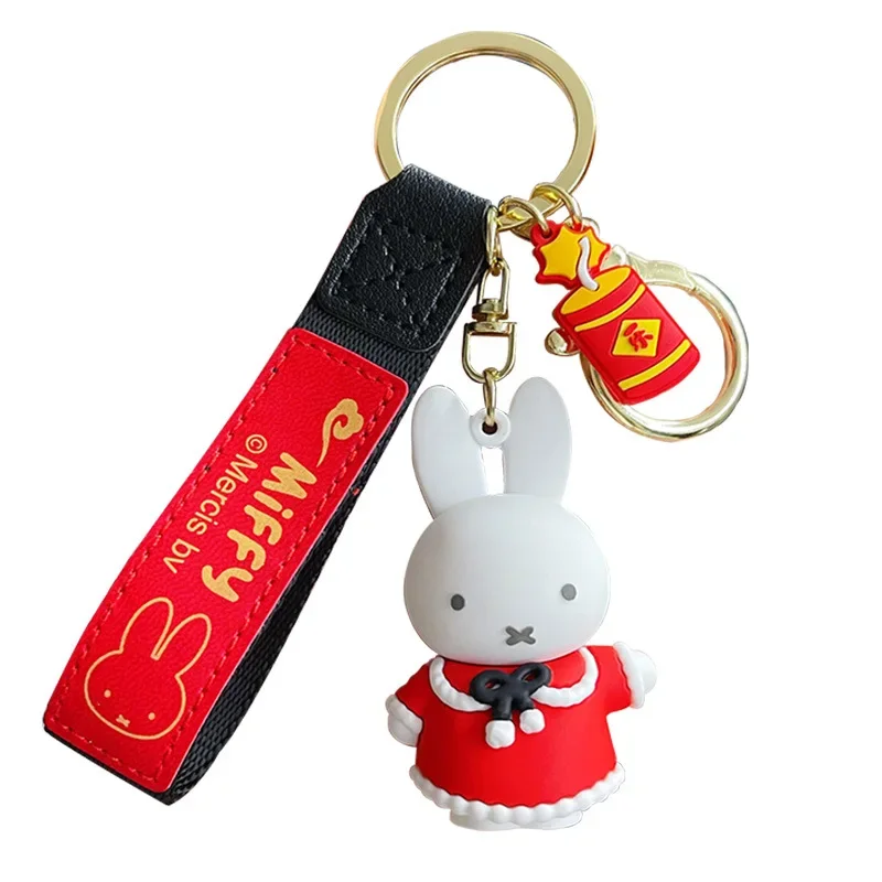 Edition Cartoon Blessing Joyful Celebration Miffy Rabbit Keychain Lovely Delicate Lovers Bag Pendant New Year\'s Gifts