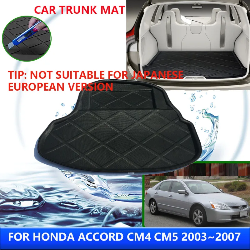 For Honda Accord CM4 CM5 2003~2007 2004 2005 2006 Car Rear Trunk Protector Pad Auto Waterproof Liner Anti-Fouling Mat Accessorie